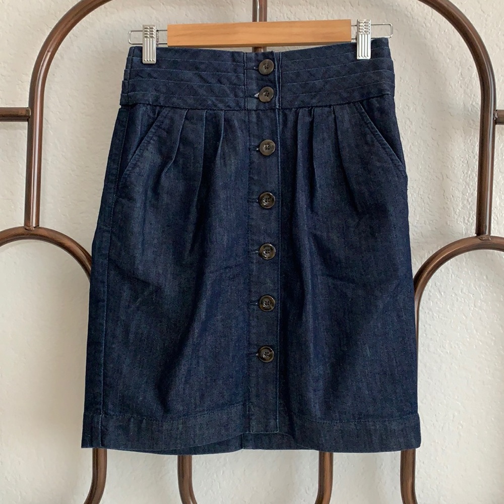 Pilcro Button-Up Dark Denim Skirt